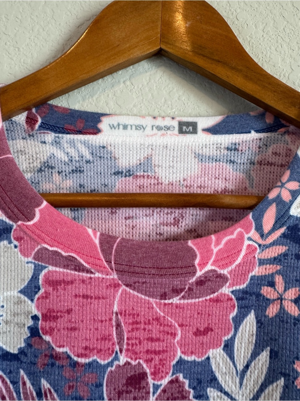 Sundance Whimsy Rose Floral Horse Print Burnout Thermal Waffle Long Sleeve Top M - Picture 4 of 8